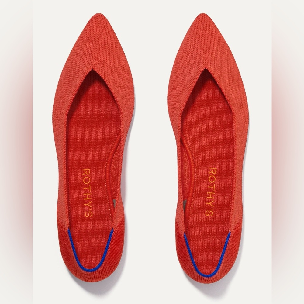 NEW Rothy's The Point Papaya Red Flats